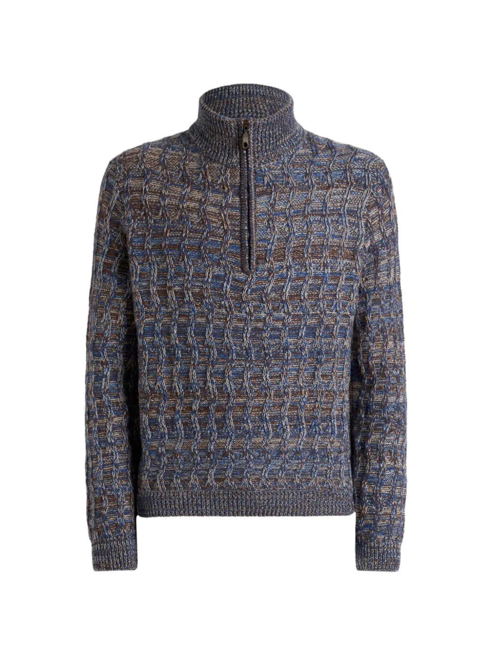 ETRO cable-knit cashmere sweater with zip - Blau