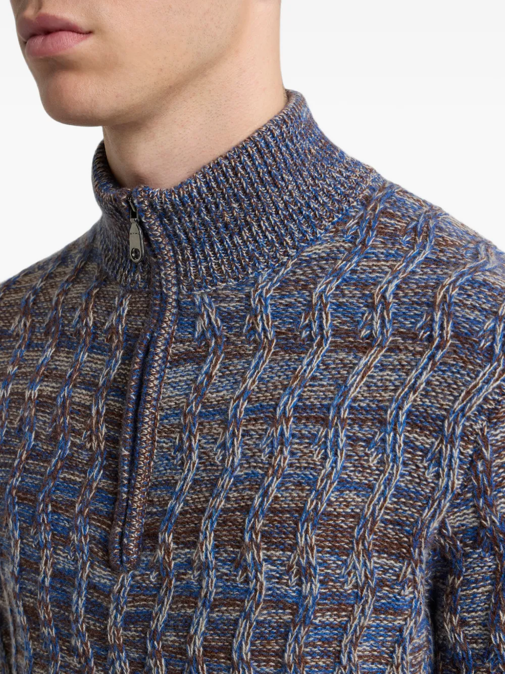 ETRO Kabelgebreide kasjmier trui met rits Blauw