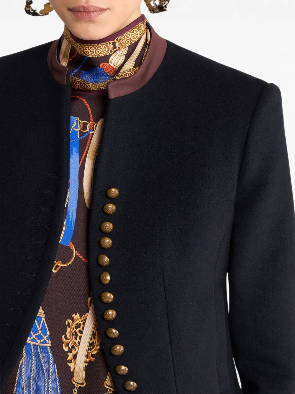 ETRO Cropped jack van wolblend met Pegaso-knopen Blauw