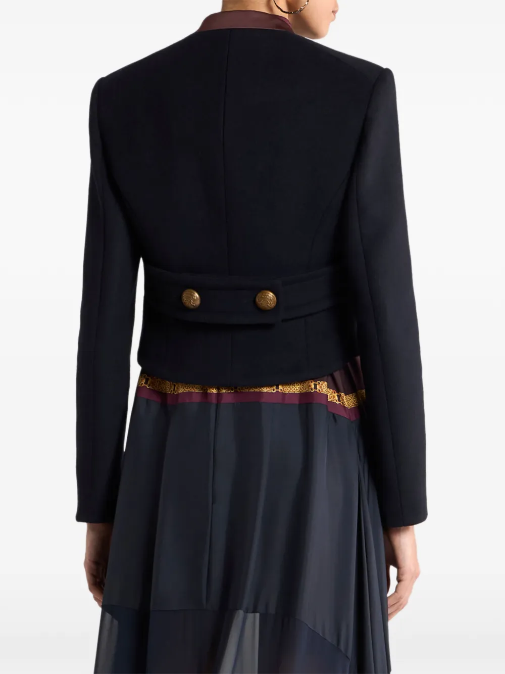 ETRO Cropped jack van wolblend met Pegaso-knopen Blauw