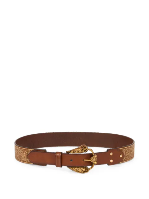 ETRO leather belt with animal buckle