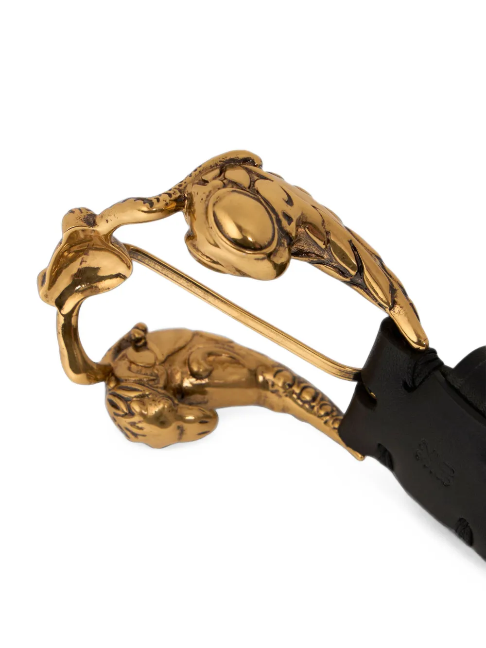 ETRO Leren riem met dierengesp Zwart