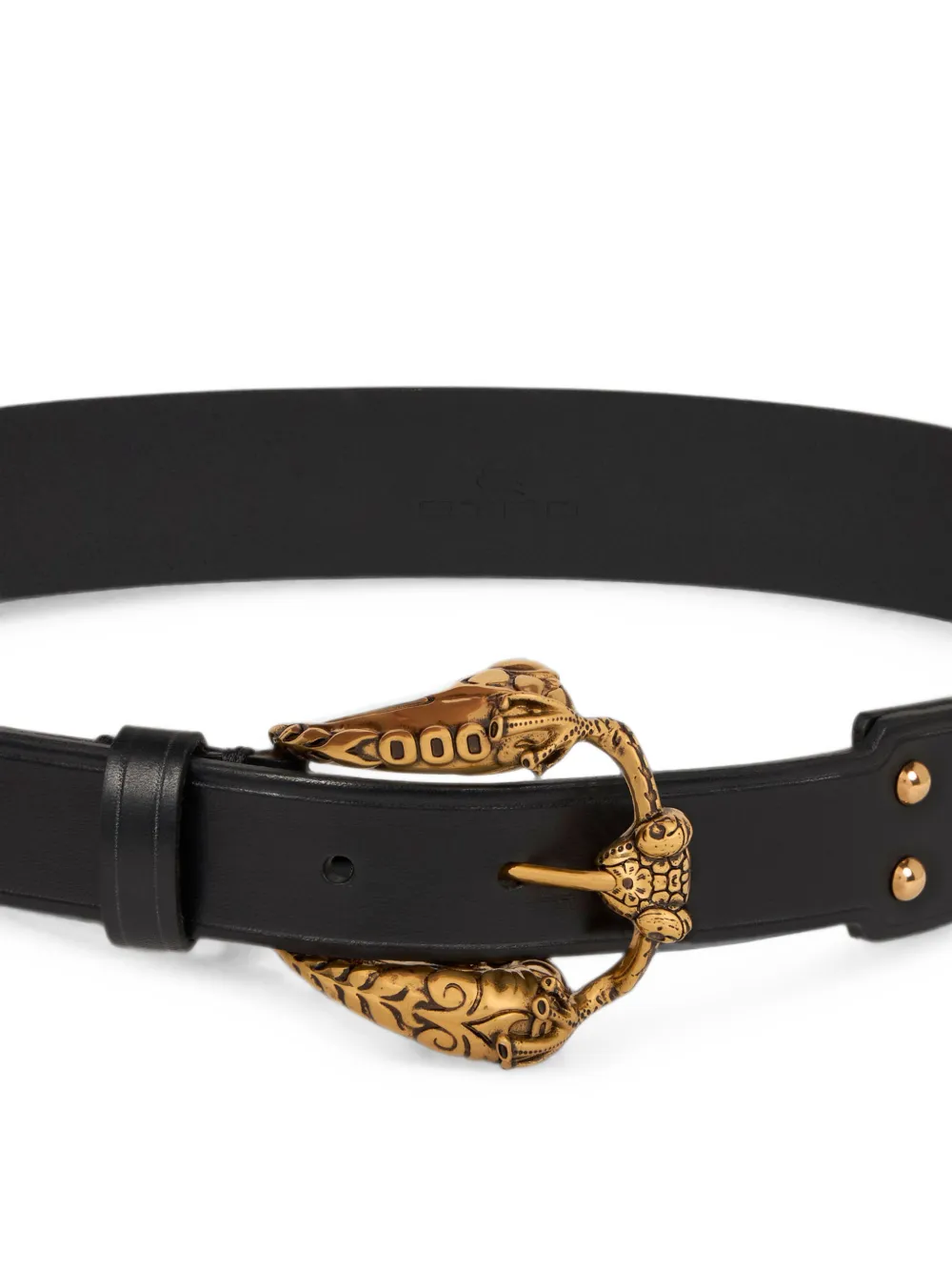 ETRO Leren riem met dierengesp Zwart