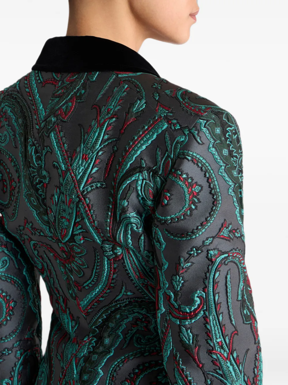 ETRO Blazer met enkele rij knopen en paisley jacquard Grijs