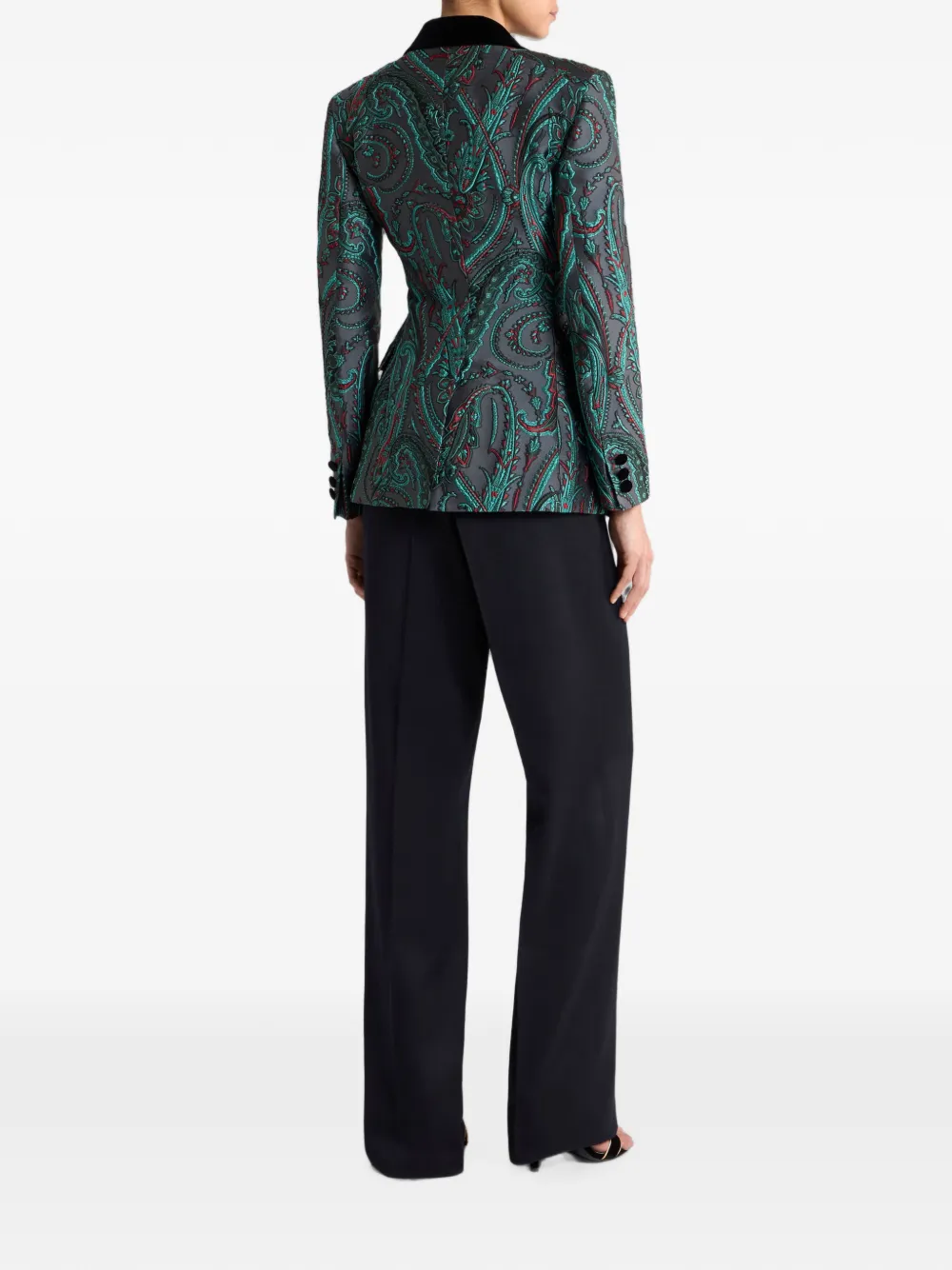 ETRO Blazer met enkele rij knopen en paisley jacquard Grijs