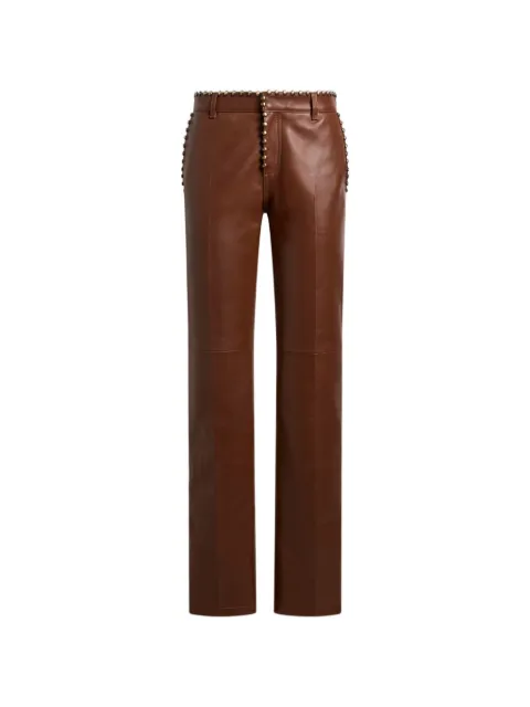 ETRO pantalones de piel con apliques