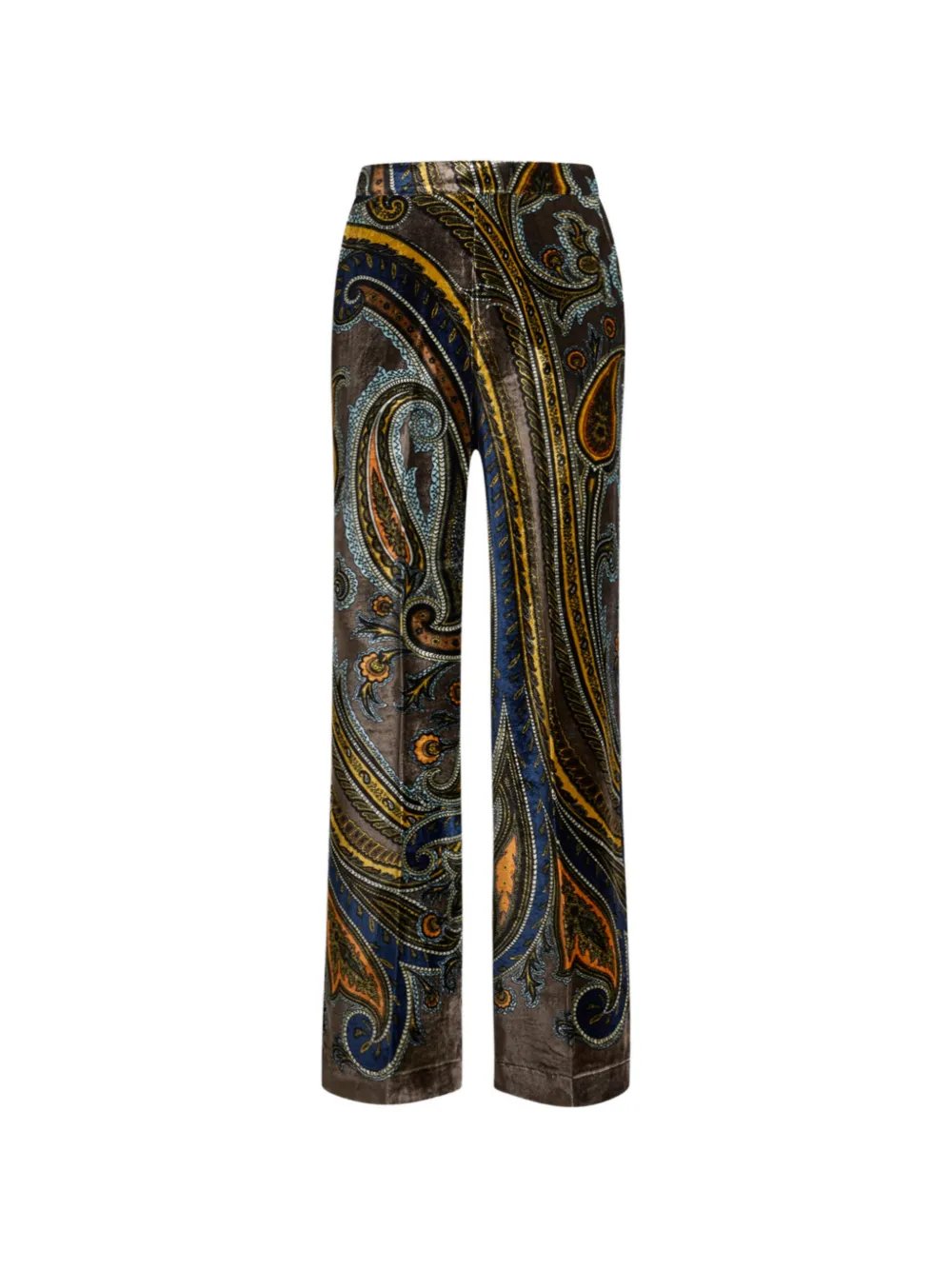 ETRO Straight fluwelen broek met paisley-patroon Grijs