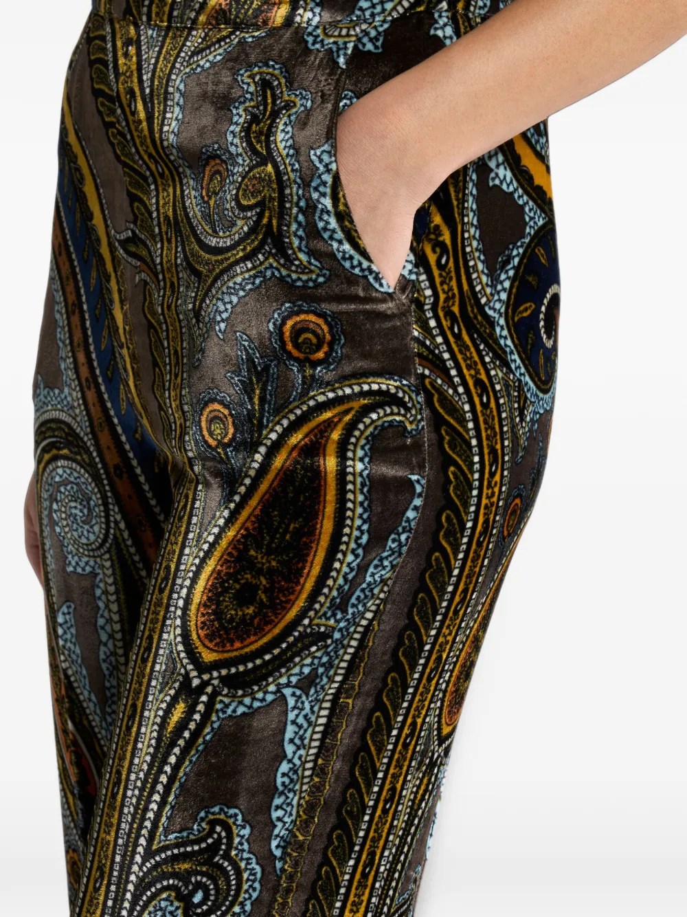 ETRO Straight fluwelen broek met paisley-patroon Grijs