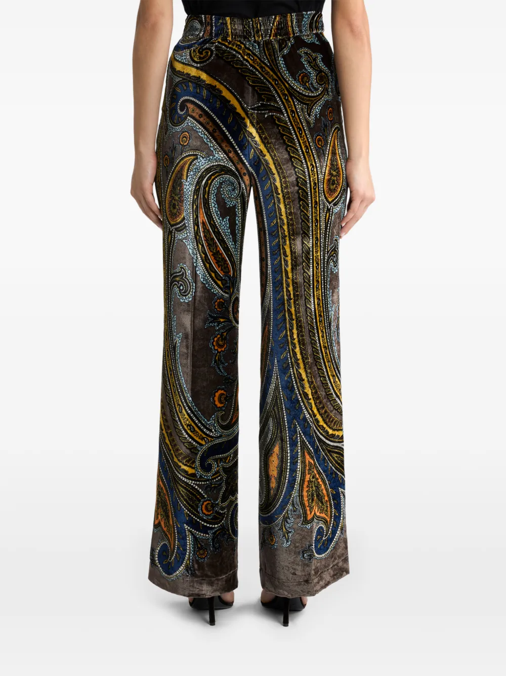 ETRO Straight fluwelen broek met paisley-patroon Grijs