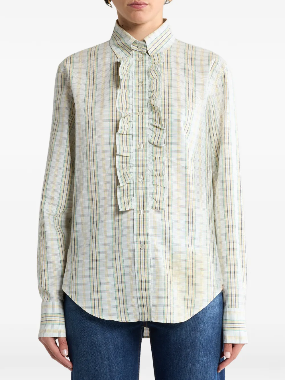 ETRO Katoenen blouse met geruit patroon Beige