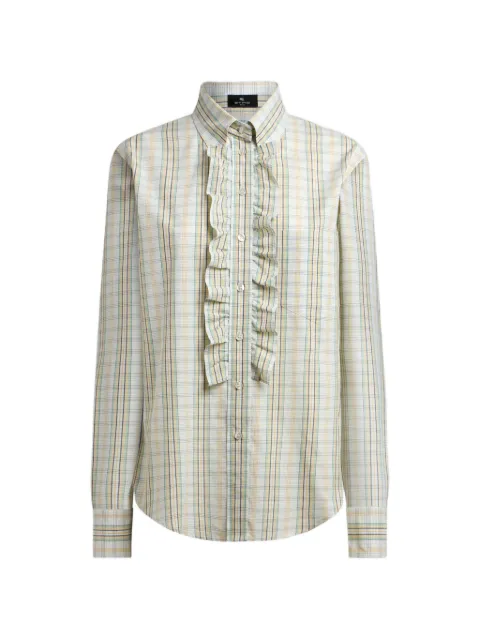 ETRO cotton shirt with bib and check motif