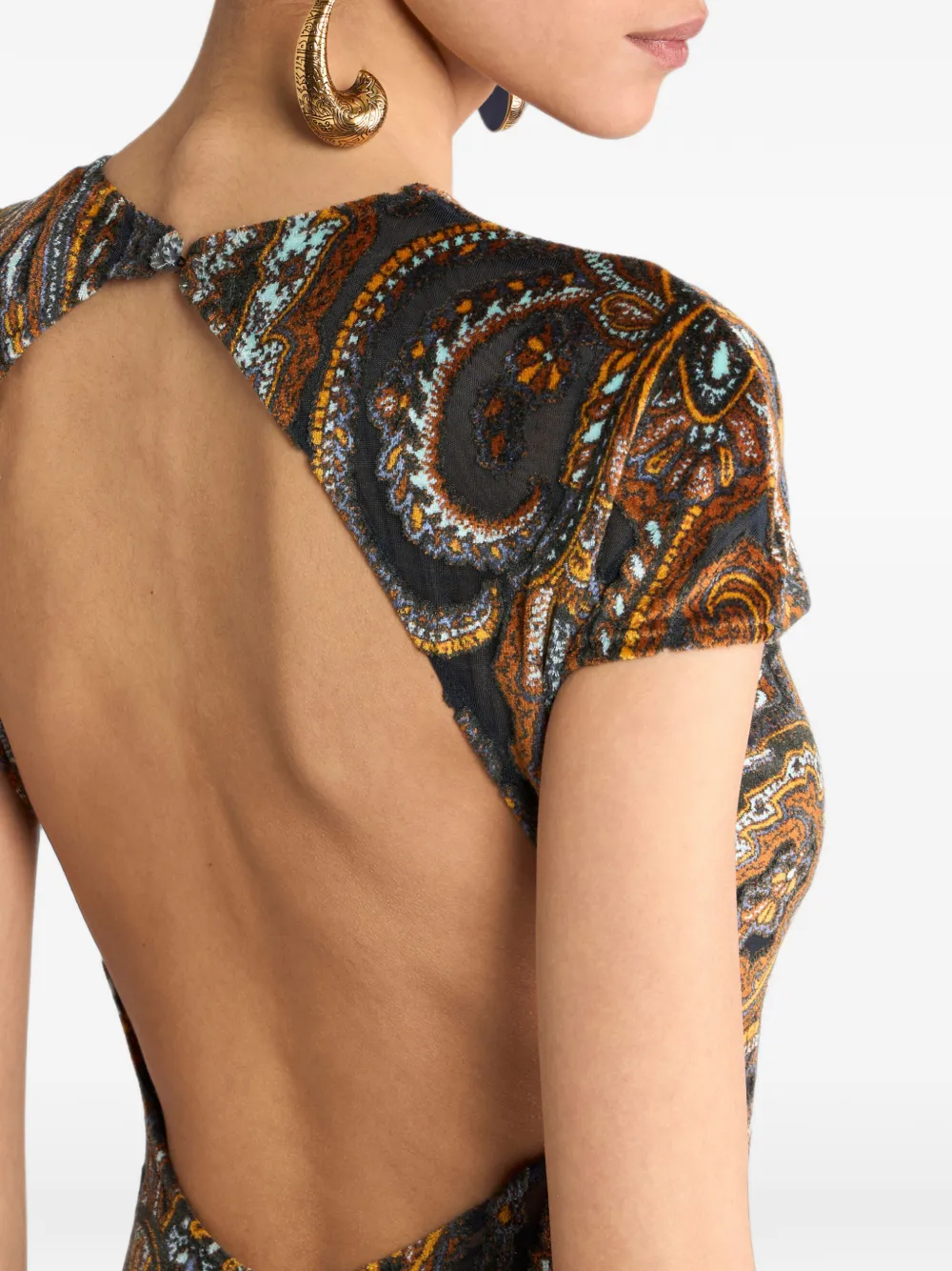 ETRO Jersey maxi-jurk met paisley-patroon Bruin