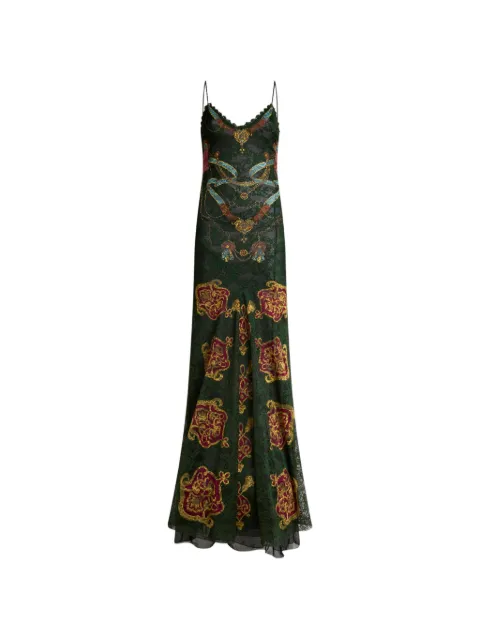 ETRO Jersey jurk met kant en twee geplaatste prints