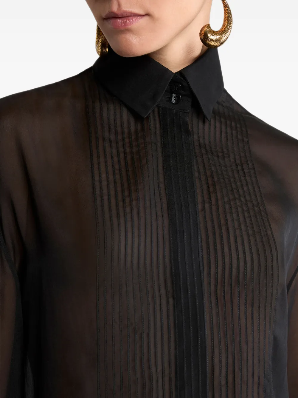 ETRO Zijden blouse met ruches en plooien Zwart