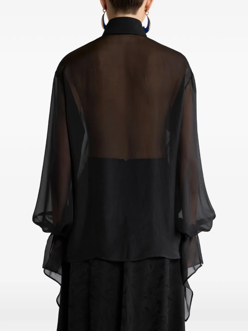 ETRO Zijden blouse met ruches en plooien Zwart