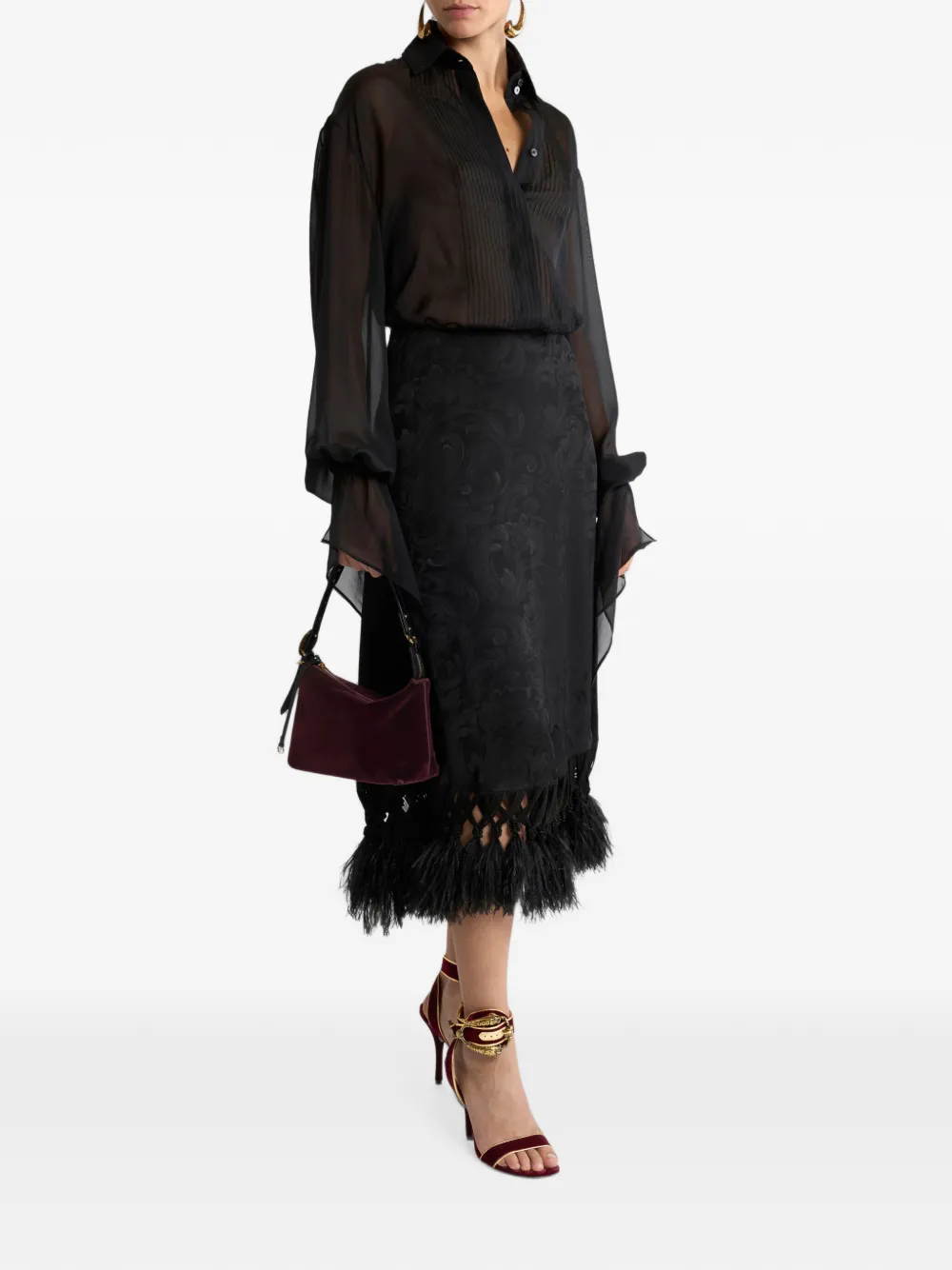 ETRO Zijden blouse met ruches en plooien Zwart
