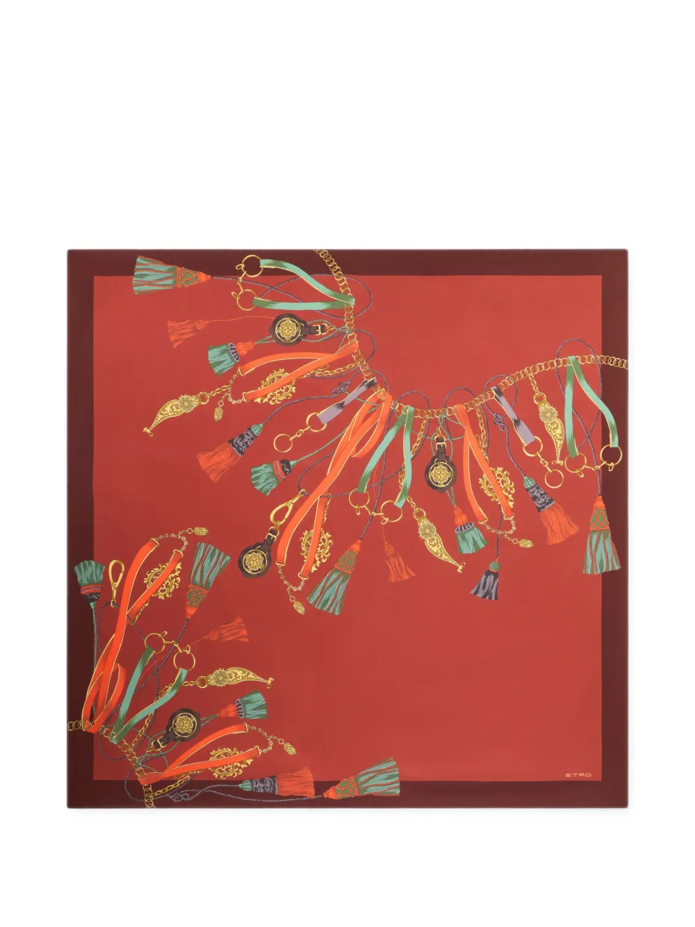 ETRO silk scarf with charm motif - Rot