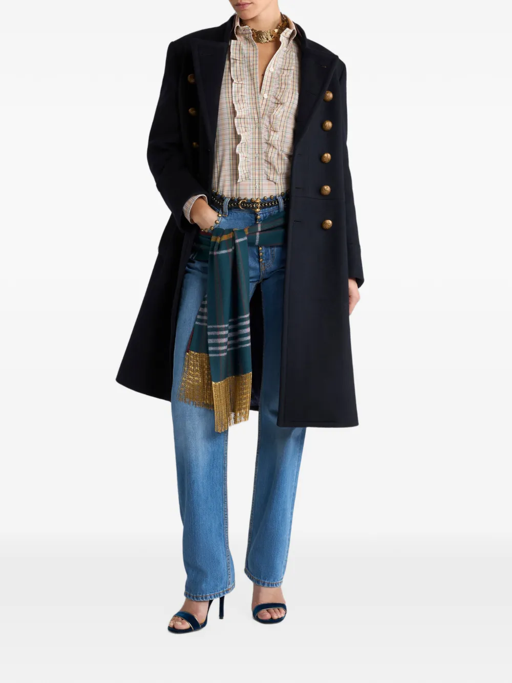 ETRO Jas met dubbele rij knopen van wolblend Blauw
