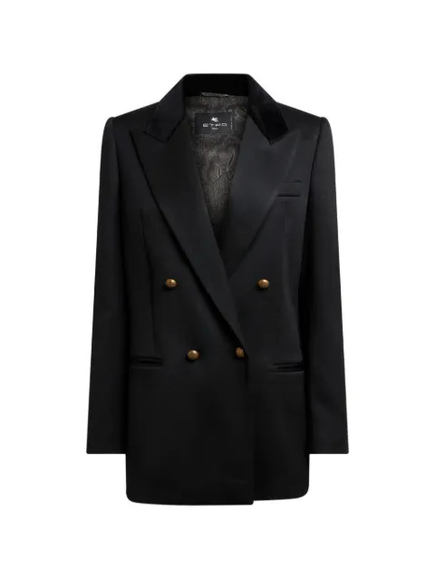 ETRO double-breasted wool jacket with velvet insert