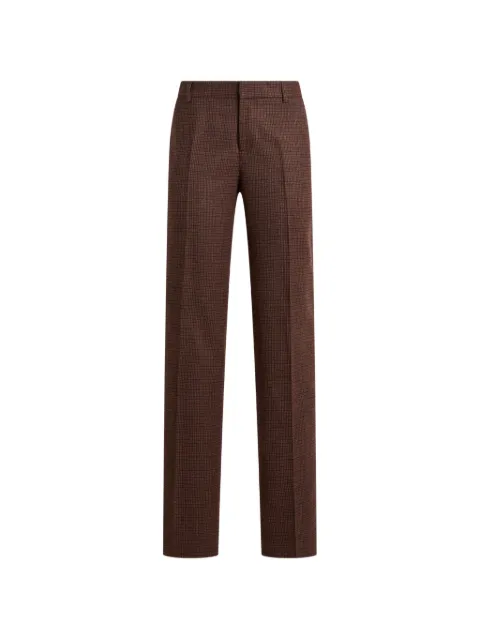 ETRO straight-leg wool trousers with pheasant feathers and micro houndstooth motif