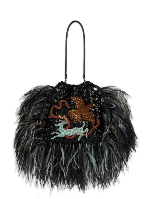 ETRO petit sac porté épaule Kalispera à sequins, broderies et détail en plumes
