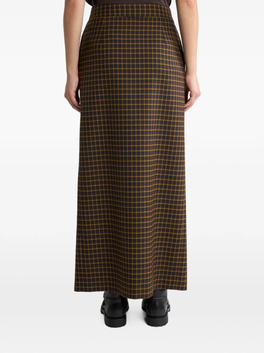 ETRO Wollen maxi-rok met plooien en geruit patroon Bruin