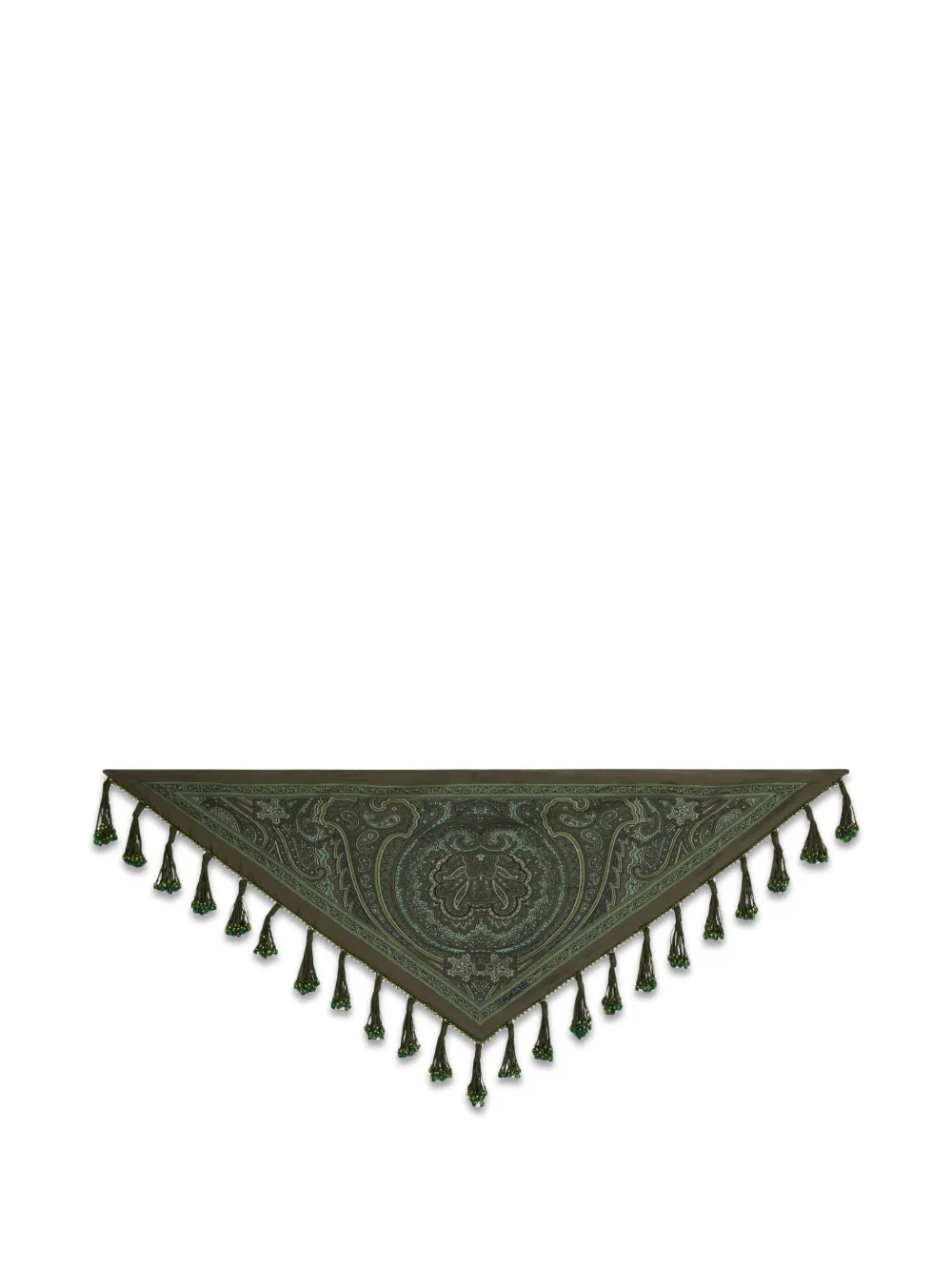 ETRO silk bandana with jewel fringing and symmetrical motif