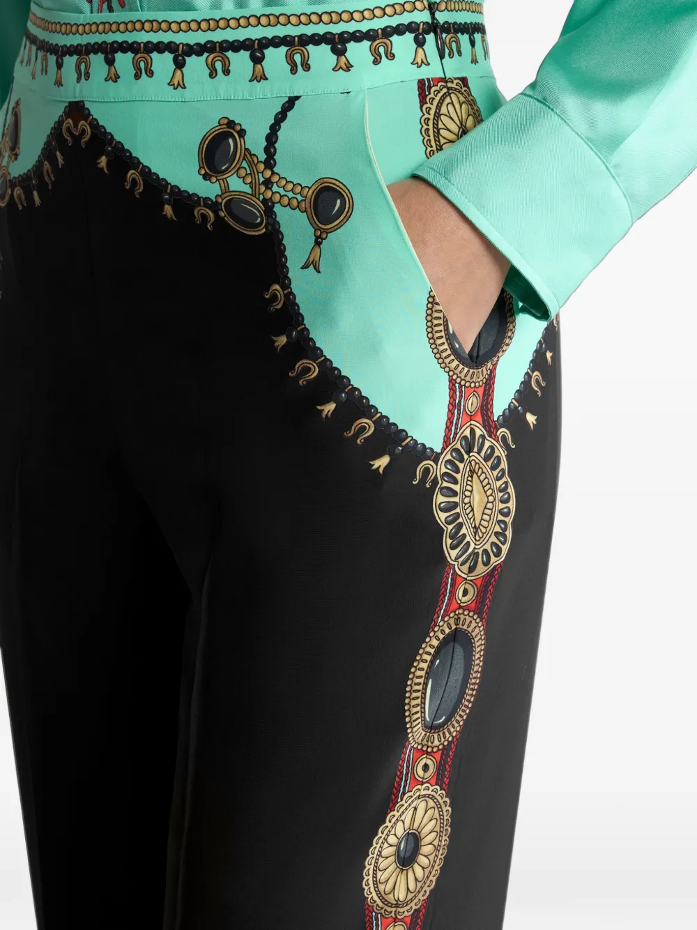 ETRO Zijden straight broek met sieraden-print Zwart