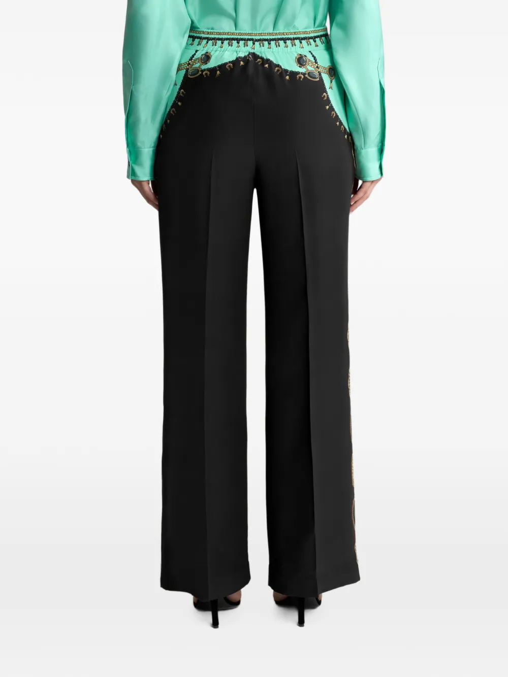 ETRO Zijden straight broek met sieraden-print Zwart