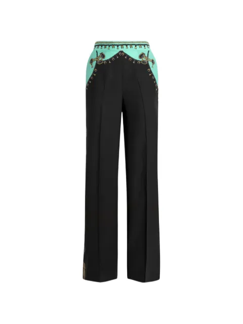 ETRO straight-leg silk trousers with placed jewellery print
