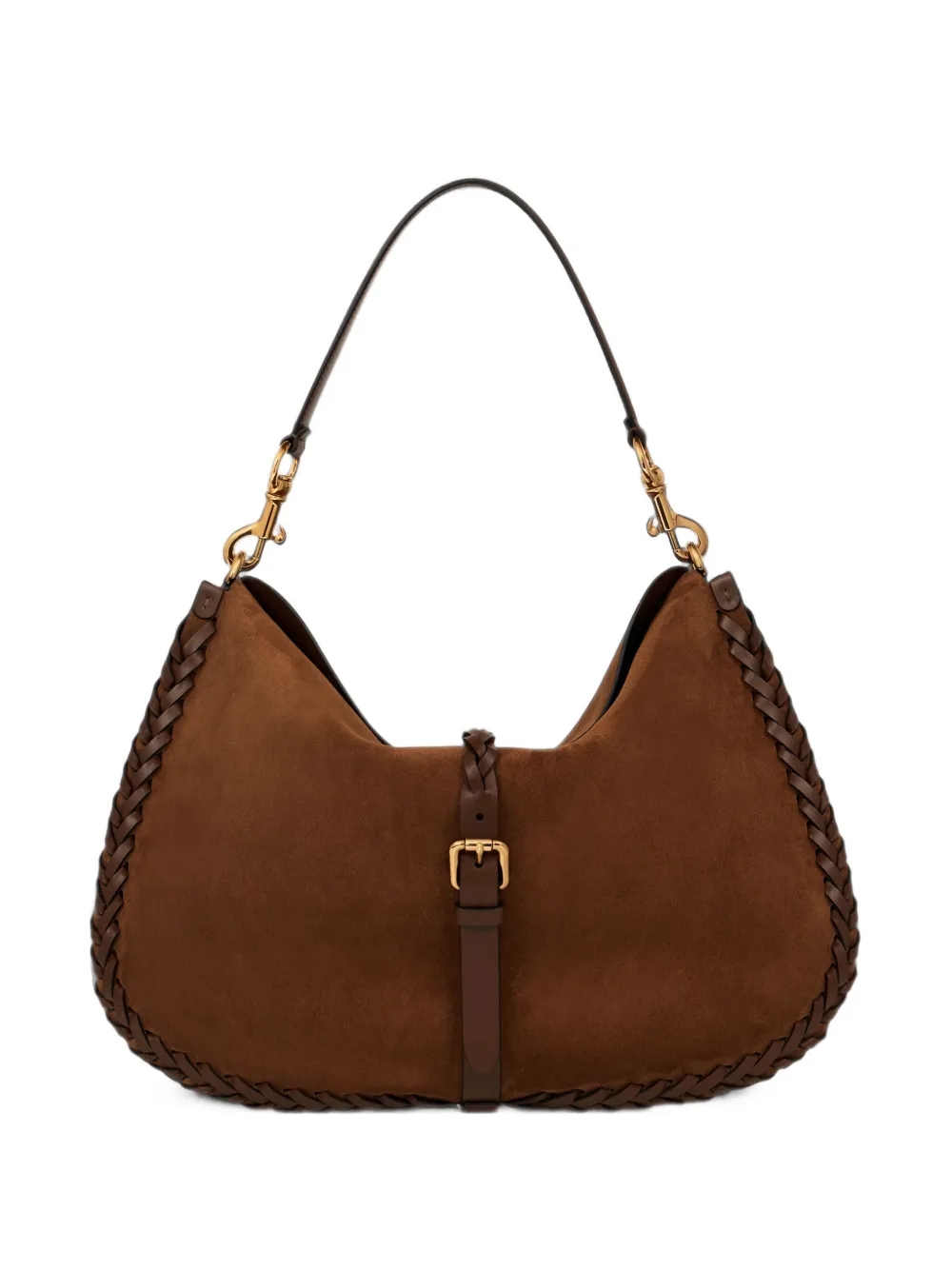 ETRO maxi suede pony bag with threading - Marrone