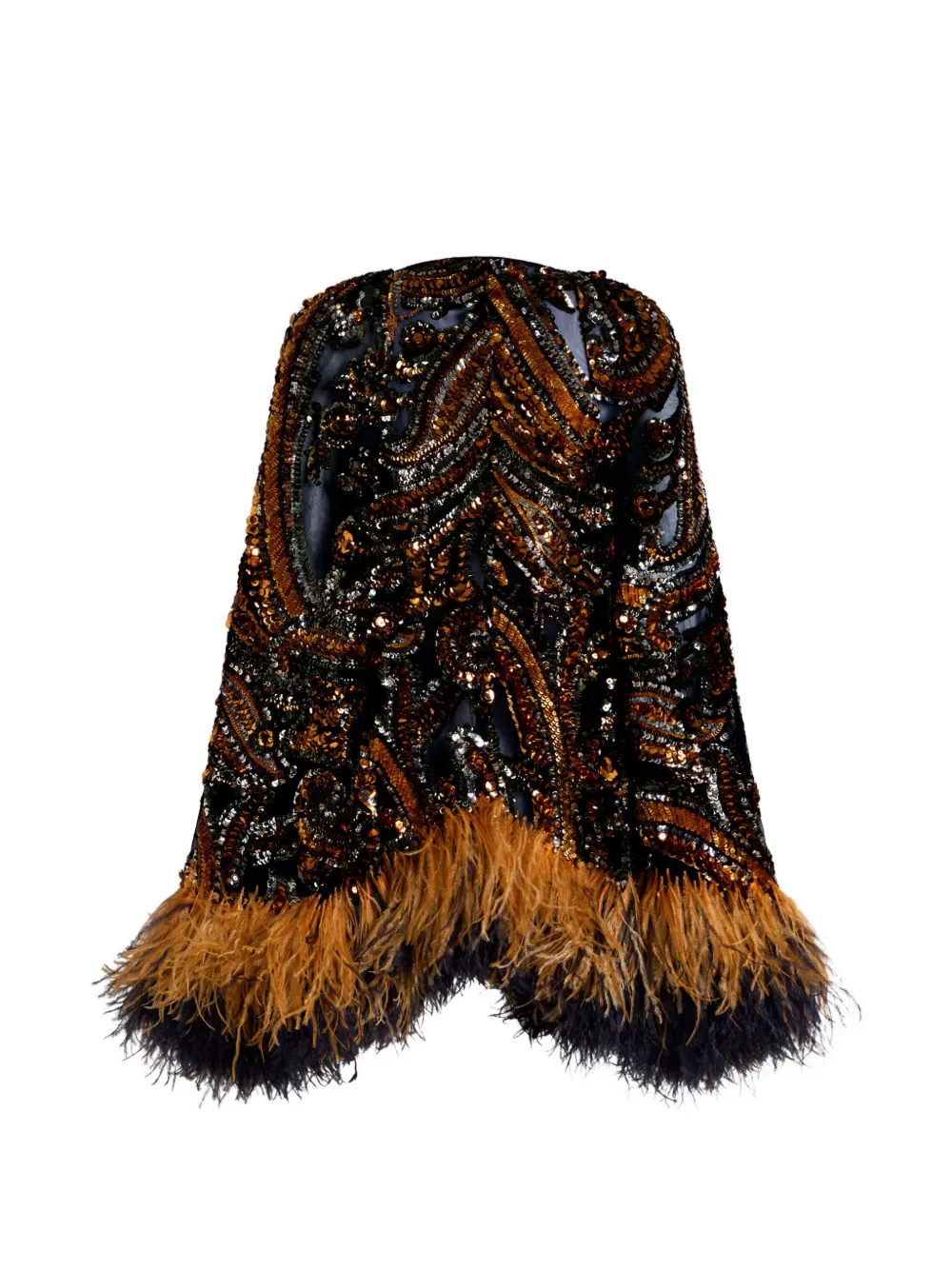 ETRO Mini-jurk met pailletten en veren afwerking Bruin
