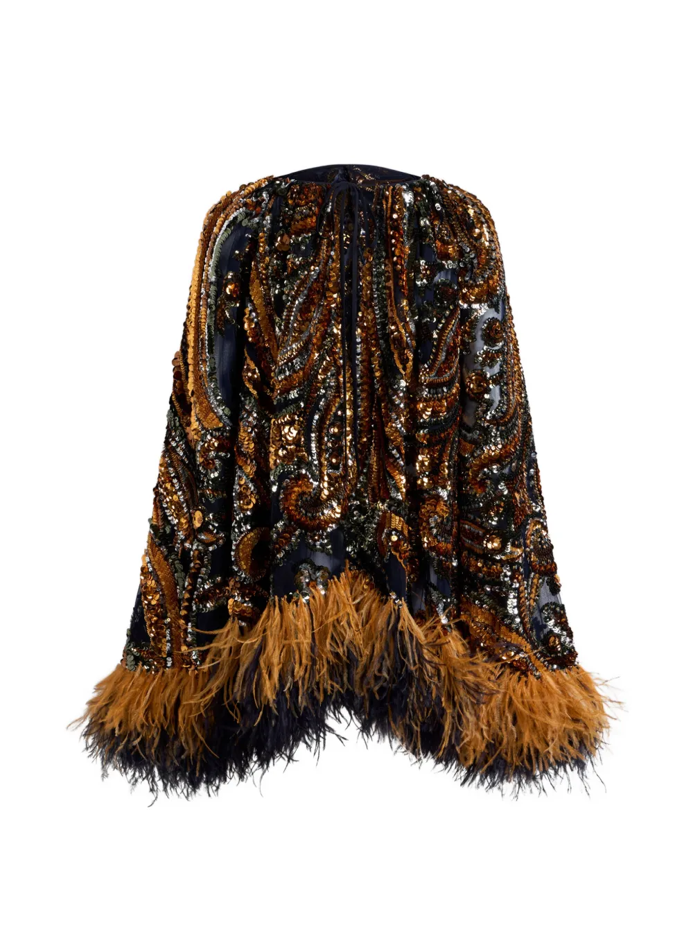 ETRO Mini-jurk met pailletten en veren afwerking Bruin