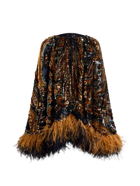 ETRO Sequined mini dress with feather trim