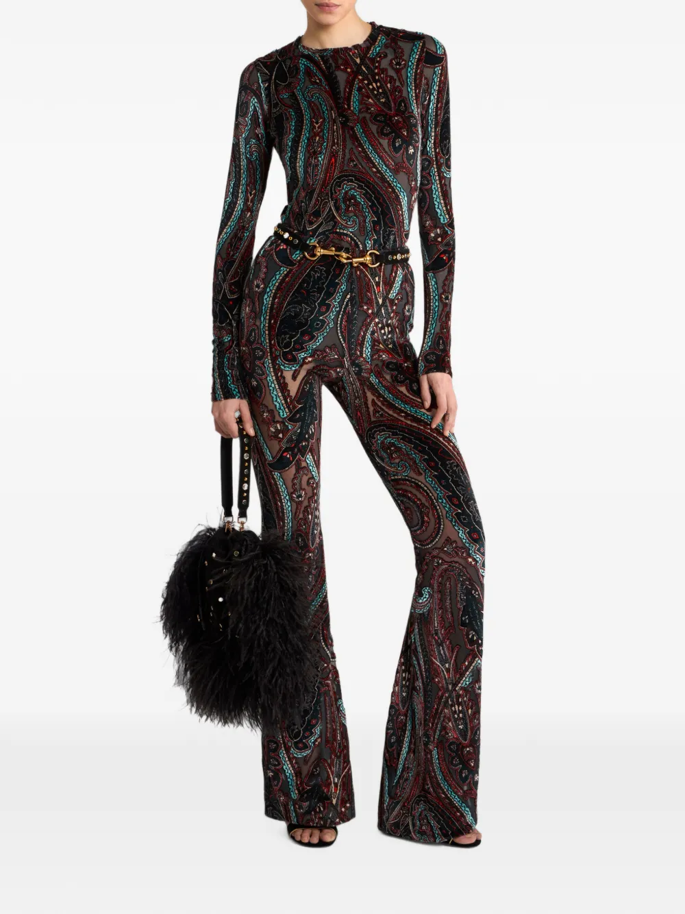 ETRO Chenille trui met paisley-patroon en jacquard Grijs