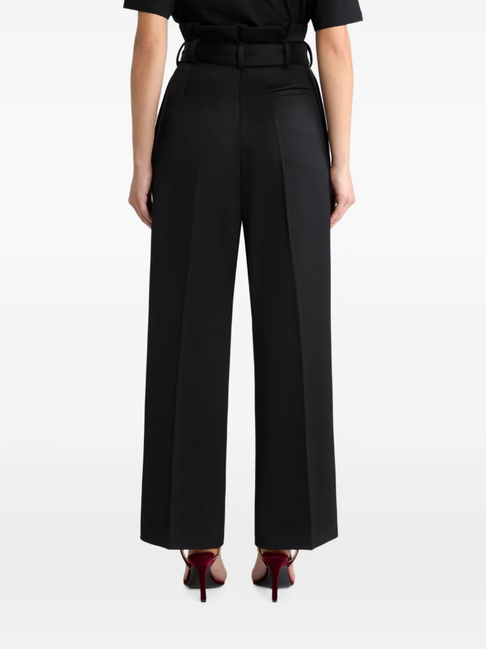 ETRO Wollen broek met wijde pijpen en riem Zwart