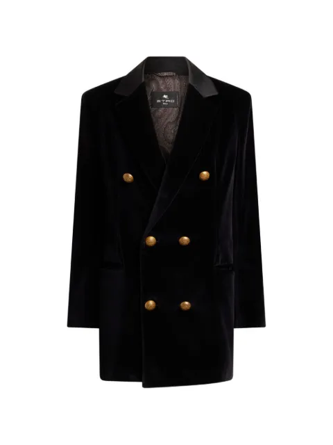 ETRO long double-breasted stretch cotton velvet jacket