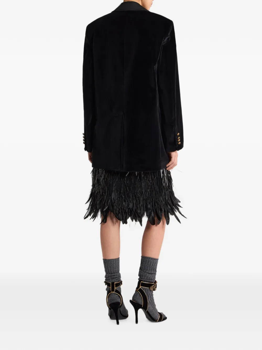 ETRO Stretch fluwelen katoenen jack met dubbele rij knopen Zwart