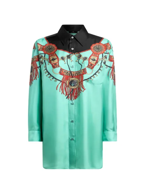 ETRO camisa de seda con joyas estampadas