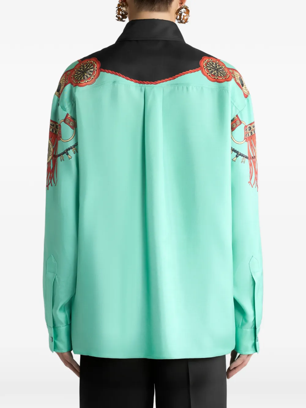 ETRO Zijden blouse met sieraden-print Groen