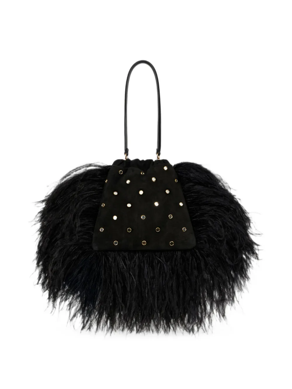 ETRO Kleine suède Kalispera tas met veren en studs Zwart