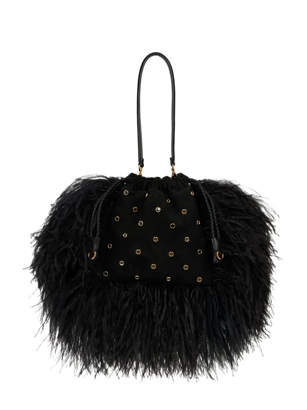 ETRO petit sac Kalispera en daim à détails de plumes et clous - Noir ETRO petit sac Kalispera en daim à détails de plumes et clous - Noir