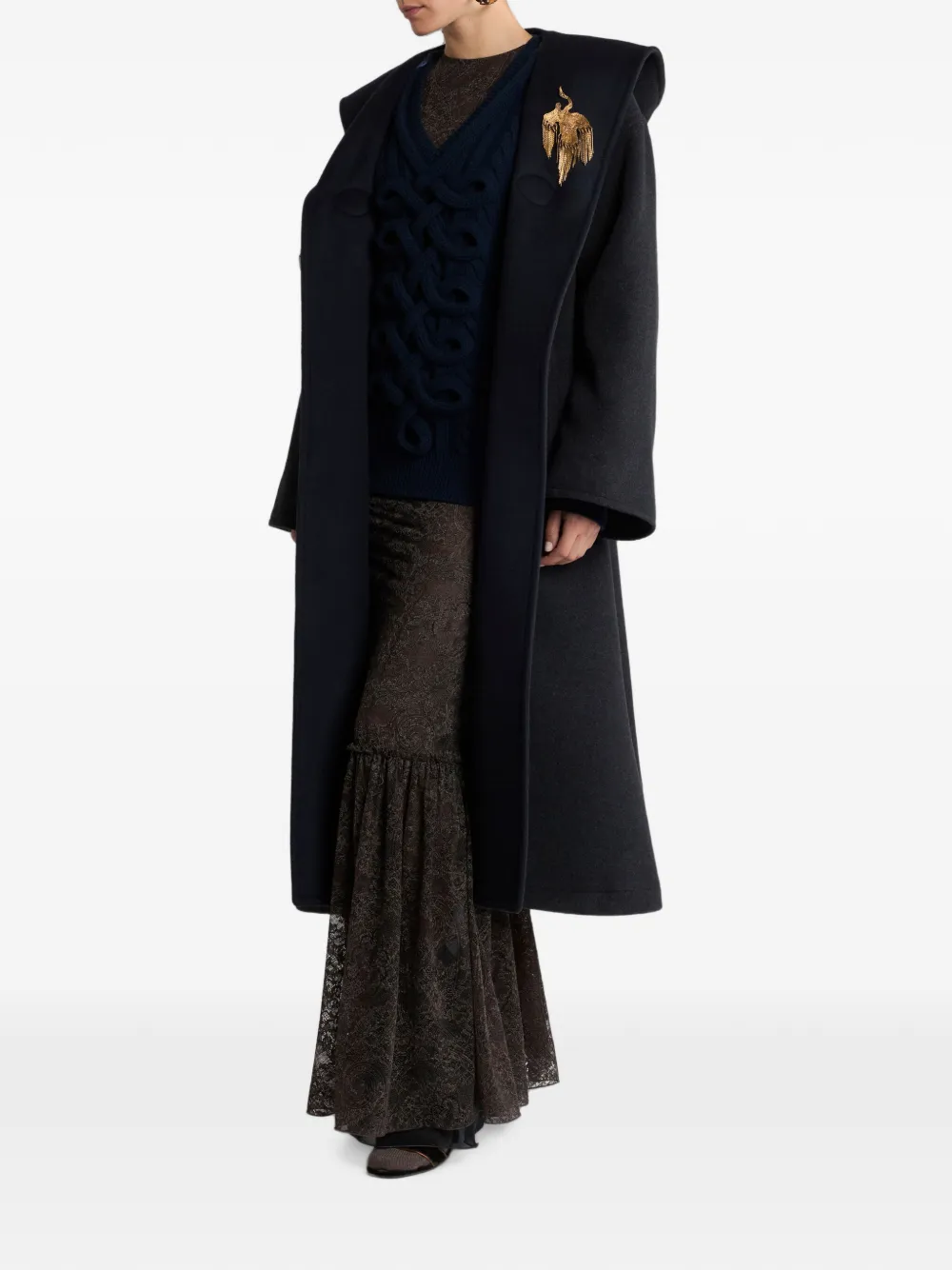ETRO Jersey jurk met bloemenkant Bruin