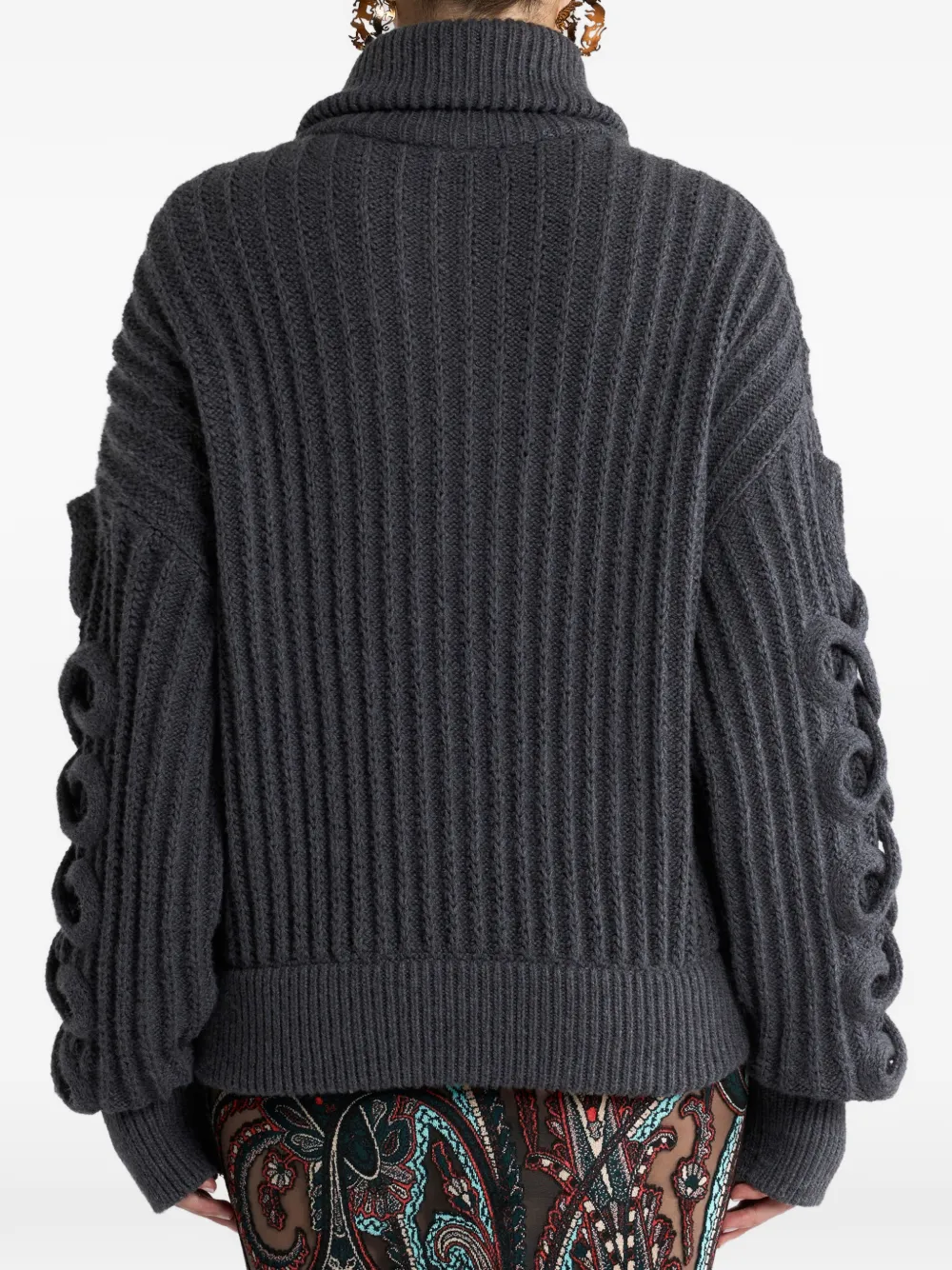 ETRO Geribbeld vest van wolblend met rits en geweven details Grijs