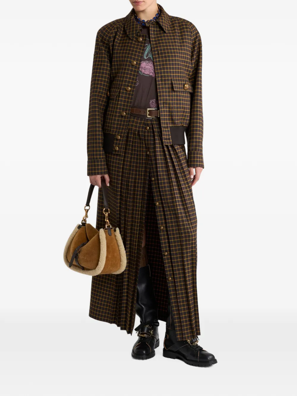 ETRO Wollen bomberjack met geruit patroon Bruin
