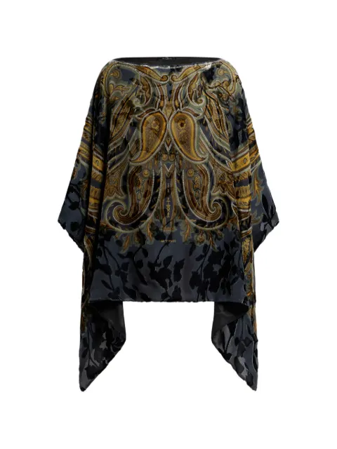 ETRO top tipo poncho de terciopelo con estampado de cachemira