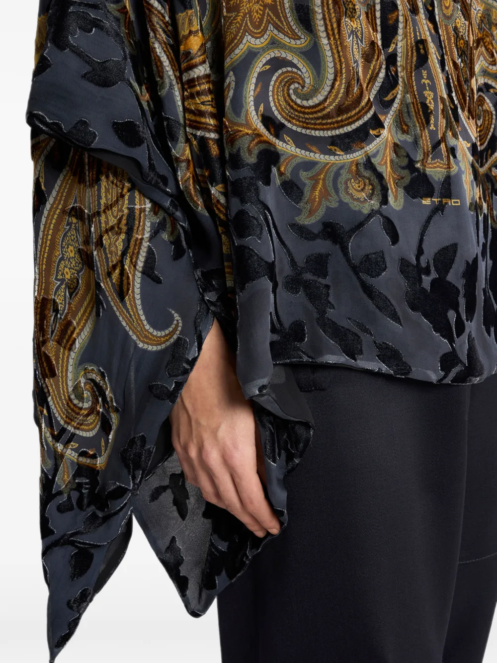 ETRO Fluwelen poncho top met paisley-print Grijs