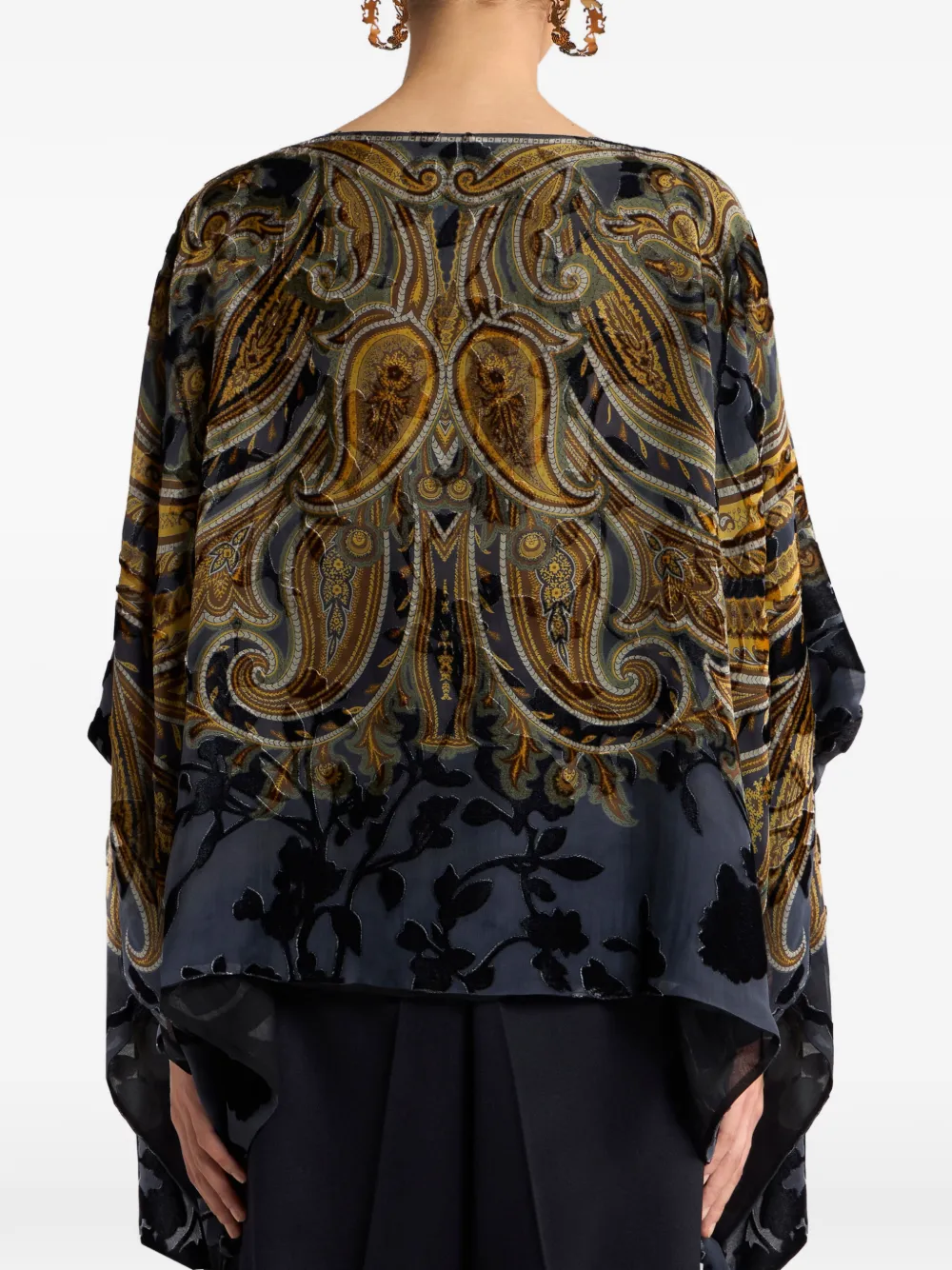ETRO Fluwelen poncho top met paisley-print Grijs