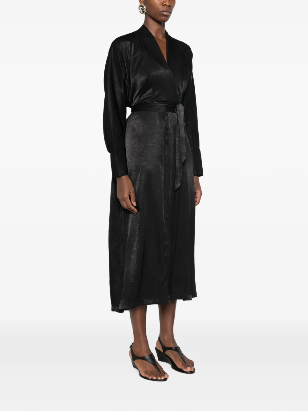 DIXIE Midi-jurk in wikkelstijl met ceintuur Zwart