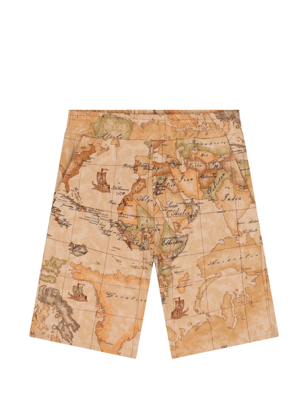 Alviero Martini Kids Geo Map-print shorts - Toni neutri